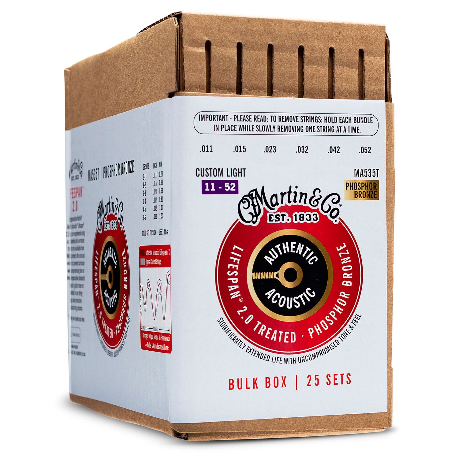 Authentic Acoustic Lifespan 2.0 Guitar Strings Phosphor Bronze Martin Guitar